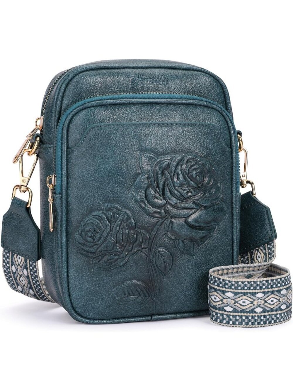 Women's Blue PU Leather Small Cell Phone Adjustable Strap Stylish Crossbody bags